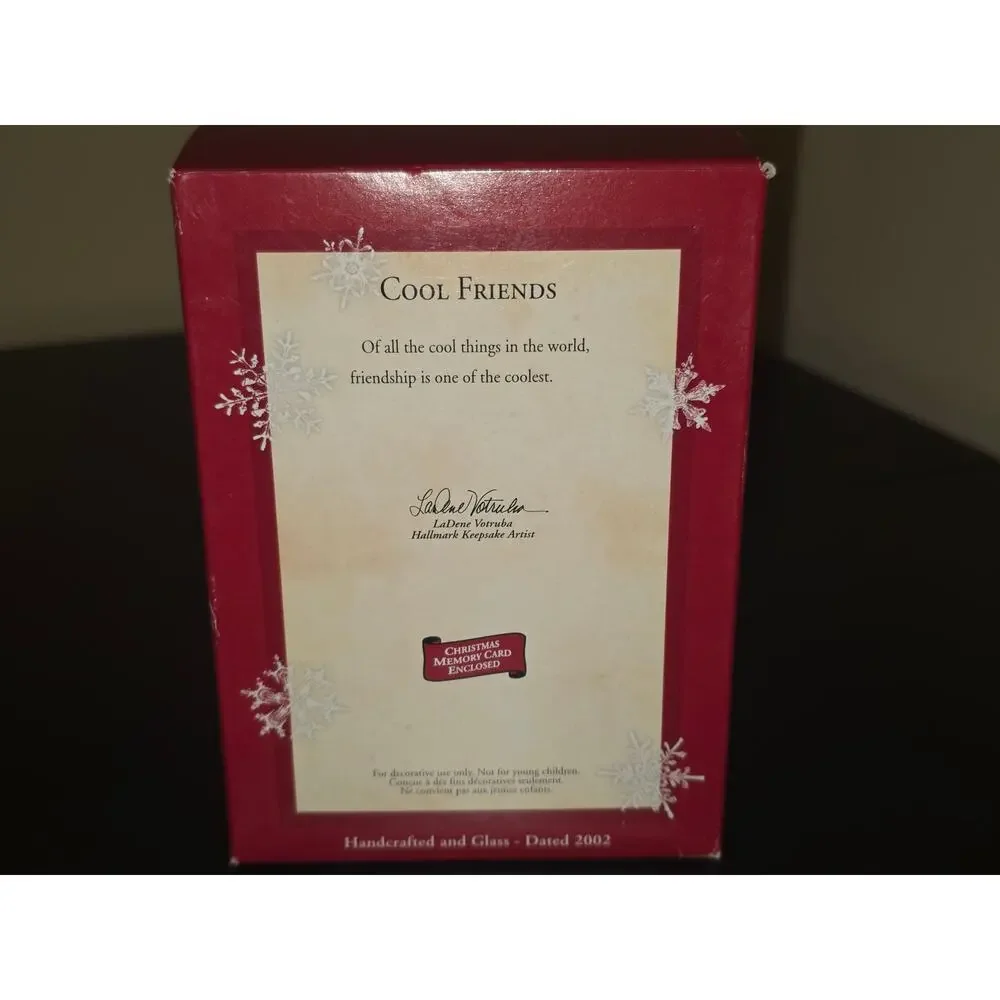 Hallmark Keepsake Cool Friends Snowmen and Christmas Tree Ornament & Box 2002
